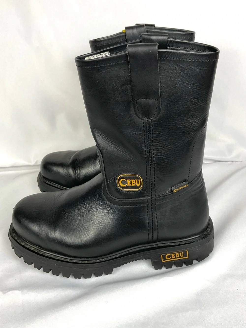 Cebu Safety Toe Leather Work Boots Oull On Men's Sz 6.5 Black Mexico